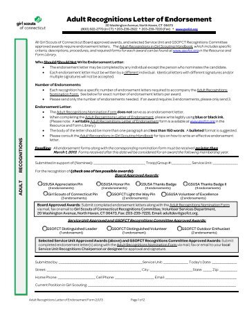 Adult Recognitions Letter of Endorsement Form (writable)