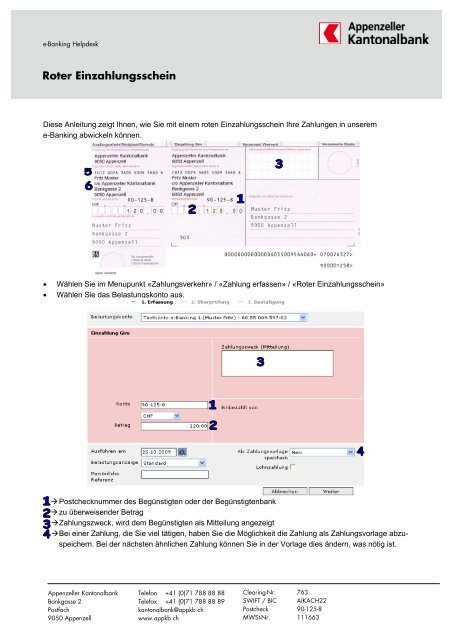 Roter Einzahlungsschein - Appenzeller Kantonalbank