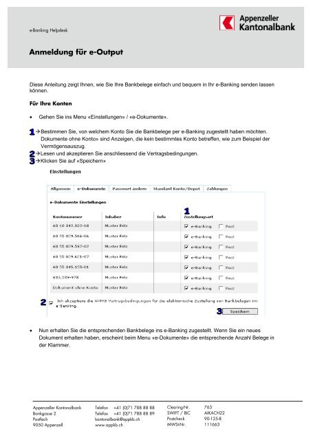 Anmeldung fÃ¼r e-Output - Appenzeller Kantonalbank