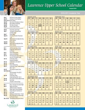 Lawrence Upper School Calendar - Lawrence School