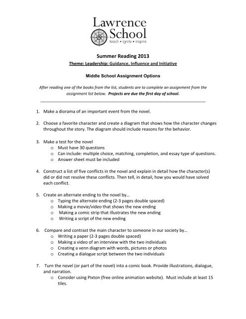 Assignments - Lawrence School
