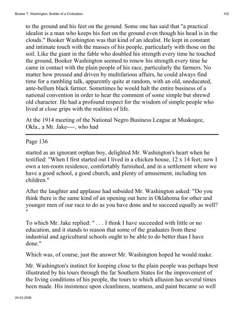 Booker T. Washington, Builder o - African American History