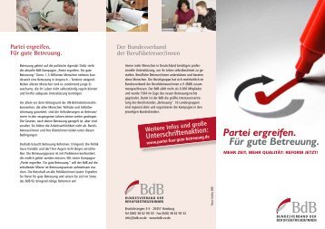 Flyer BdB-Kampagne - Partei fÃ¼r gute Betreuung