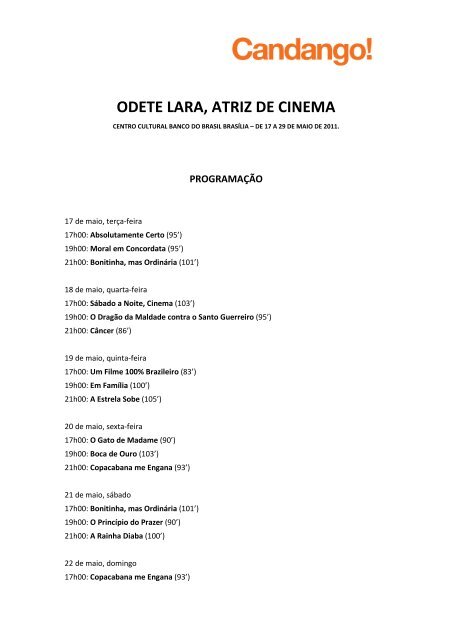 ODETE LARA, ATRIZ DE CINEMA - Candango!