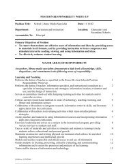 POSITION RESPONSIBILITY WRITE-UP Position Title: School ...