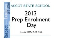2013 Prep Enrolment - Ascot State School - Education Queensland