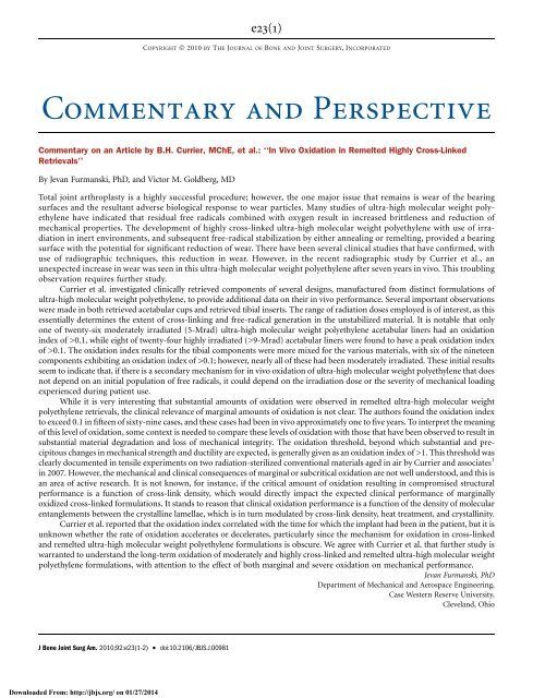 Commentary and Perspective - The Journal of Bone & Joint Surgery