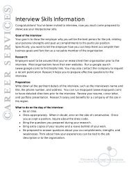 INTERVIEW SKILLS INFORMATION - CCS