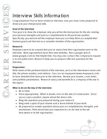 INTERVIEW SKILLS INFORMATION - CCS