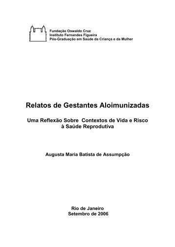 Relatos de Gestantes Aloimunizadas - Biblioteca Virtual em SaÃºde ...