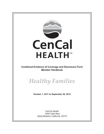 Healthy Families Program Member Handbook ... - CenCal Health