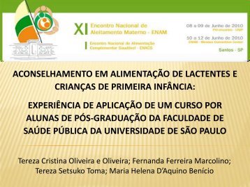 aconselhamento em alimentaÃ§Ã£o de lactentes e crianÃ§as de