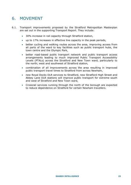 Stratford Masterplan: Socio-economic impact paper - Newham