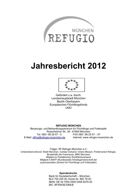 Jahresbericht 2012 - REFUGIO MÃ¼nchen