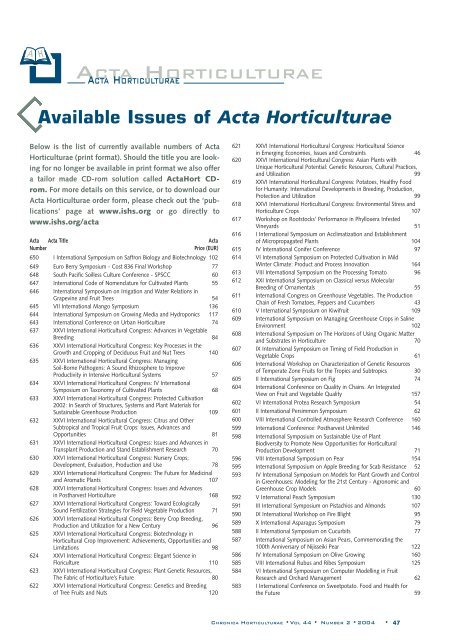 Number 2 - 2004 - Acta Horticulturae