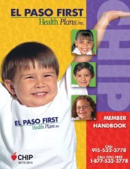 CHIP Member Handbook - El Paso First Health Plans, inc.