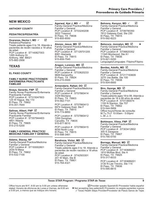 Table of Contents - El Paso First Health Plans, inc.