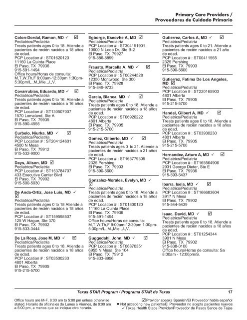 Table of Contents - El Paso First Health Plans, inc.