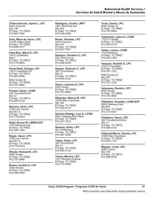 Table of Contents - El Paso First Health Plans, inc.