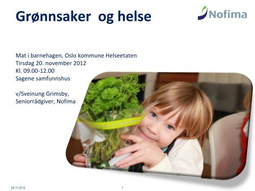 GrÃ¸nnsaker og helse - Helseetaten