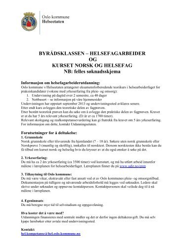 Klikk her for sÃ¸knadsskjema - Helseetaten