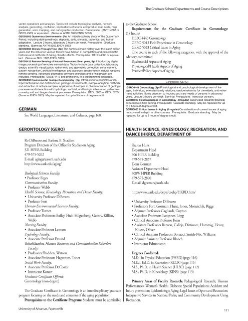 graduate school catalog - Catalog of Studies - University of Arkansas