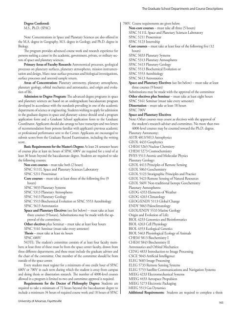 graduate school catalog - Catalog of Studies - University of Arkansas