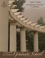 Graduate School - Catalog of Studies - University of Arkansas
