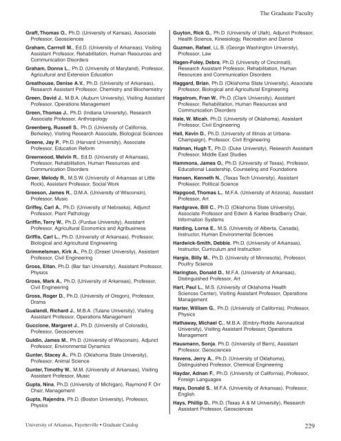 Graduate School - Catalog of Studies - University of Arkansas