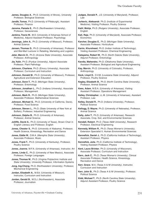 Graduate School - Catalog of Studies - University of Arkansas