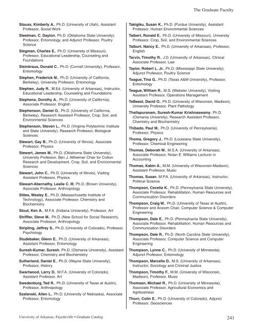 Graduate School - Catalog of Studies - University of Arkansas