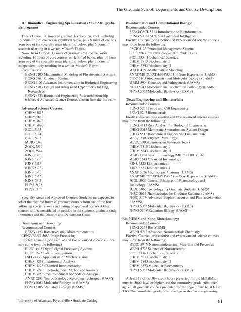 Graduate School - Catalog of Studies - University of Arkansas