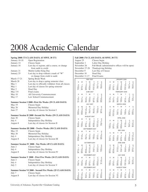 Graduate School - Catalog of Studies - University of Arkansas