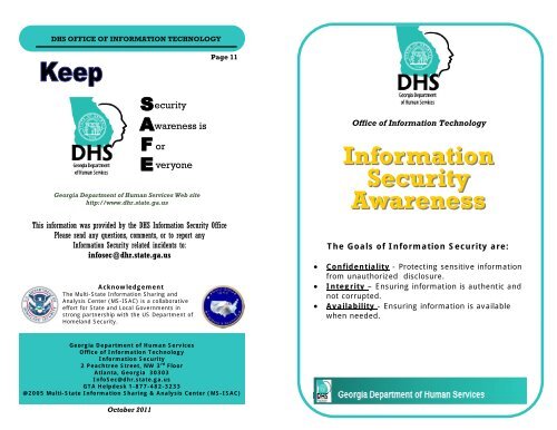 Information Security Awareness Brochure Department of Human Information Security Awareness Brochure Department of Human