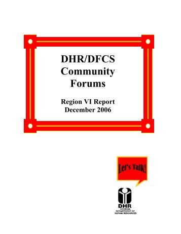 DHR/DFCS Community Forums - Division of Family and Children Services