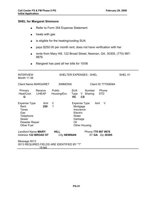 Customer Contact Center Food Stamp/Family Medicaid Phase II ...