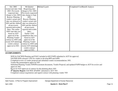 Table of Contents - Department of Human Services