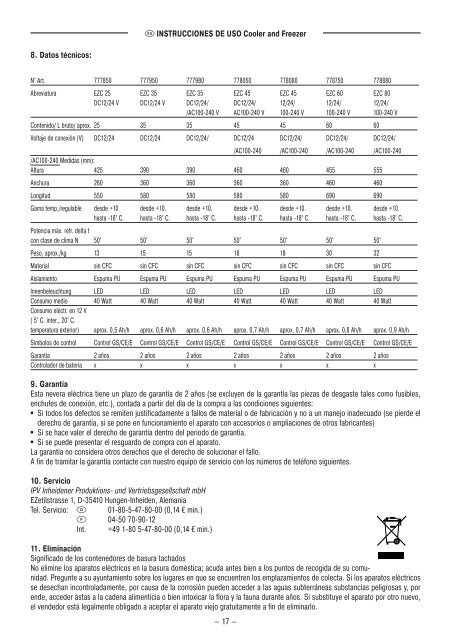 Bedienungsanleitung EZetil® Compressor Cooler and Freezer - ELV