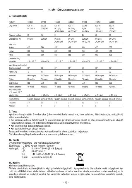 Bedienungsanleitung EZetil® Compressor Cooler and Freezer - ELV