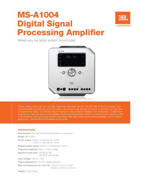 MS-A1004 Digital Signal Processing Amplifier - JBL