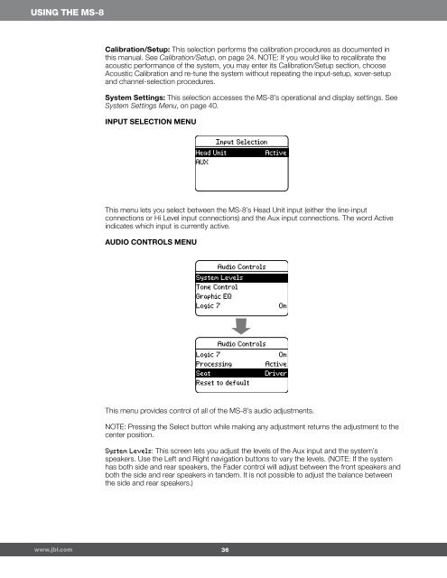 JBL MS 8 Owners Manual