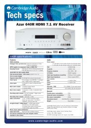 Azur 640R Technical Specifications - Cambridge Audio