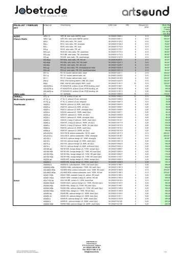 Download prijslijst Art Sound (pdf)...