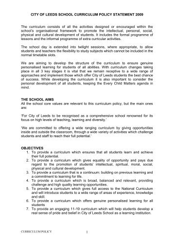COLS Curriculum Policy Statement - Drighlington Primary School