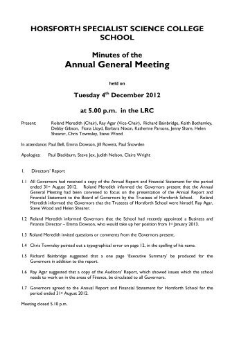 AGM & Directors' Report - Drighlington Primary School