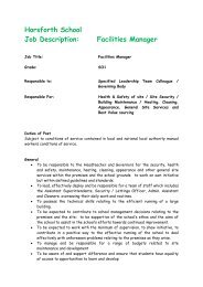 Horsforth School Job Description: Facilities Manager