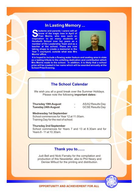 SUMMER 2010 Newsletter - Drighlington Primary School