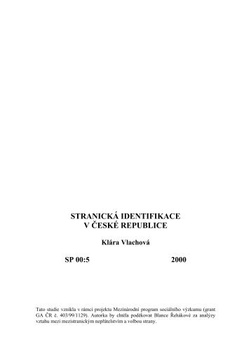 STRANICKÁ IDENTIFIKACE V ČESKÉ REPUBLICE