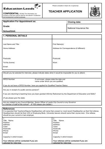 Teacher Application Form