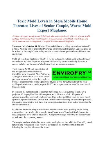 Toxic Mold Levels in Mesa Mobile Home Threaten Lives of Senior Couple, Warns Mold Expert Maglanoc